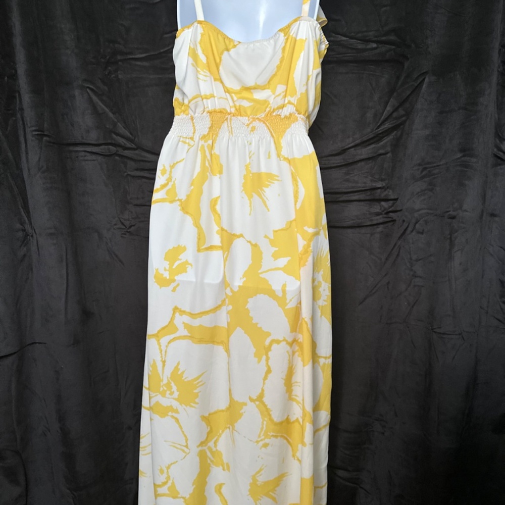 Loft, yellow & white maxi summer dress, size 6 - Picture 6 of 6